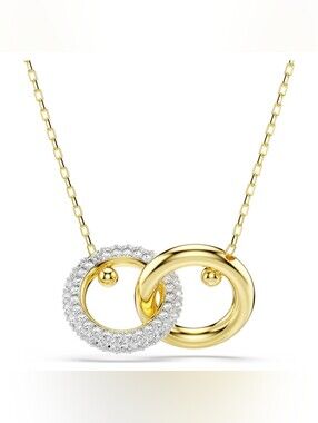Swarovski Dextera Interlocking Loop Pendant Necklace - White Crystals, 18K Gold
